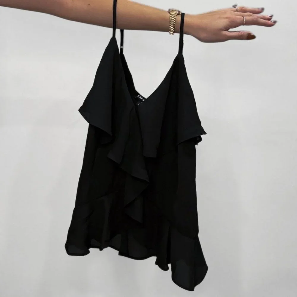 Express Ruffle Front V-Neck Cami - Picture 2 of 4